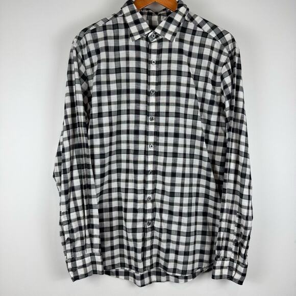 Rodd & Gunn Classic Black and White Checkered Plaid Cotton Men's Button Down ~ L - Picture 1 of 12